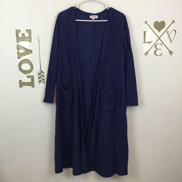 LuLaRoe Sweaters - LULAROE SARAH BLUE RIBBED DUSTER CARDIGAN
